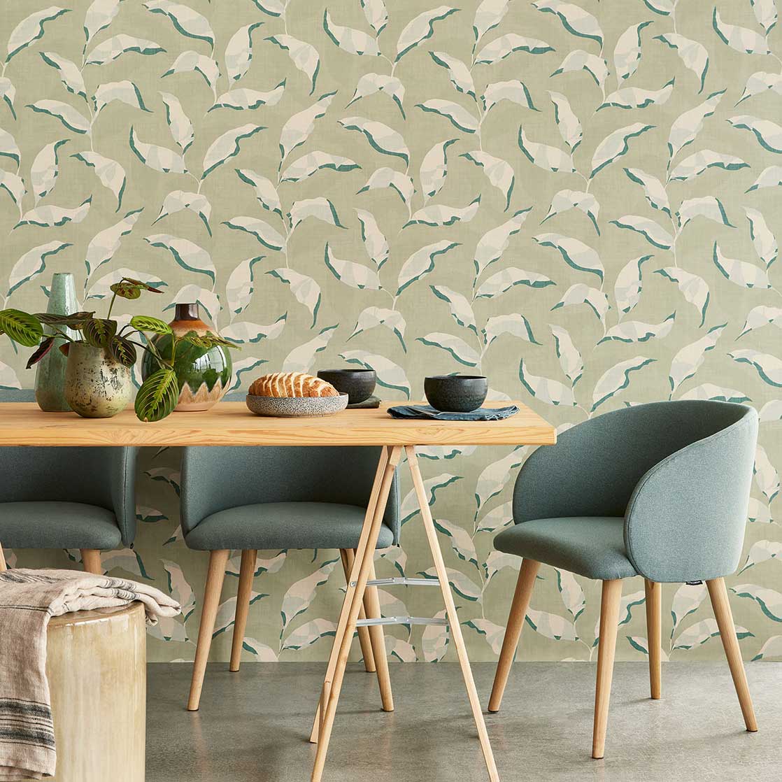 Crinkled Leaf Wallpaper - Green - by Eijffinger