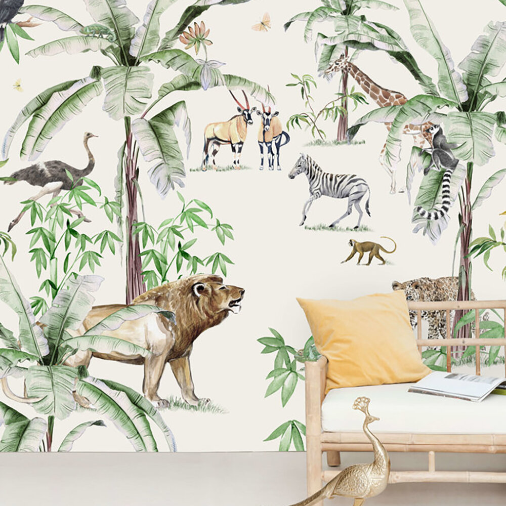 Just Another day in the Jungle Mural - Ivory - by Creative Lab