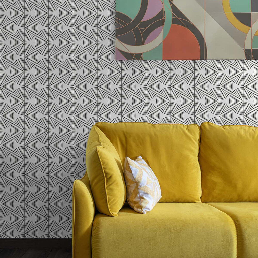 Zen Geo Wallpaper - White / Grey - by NextWall