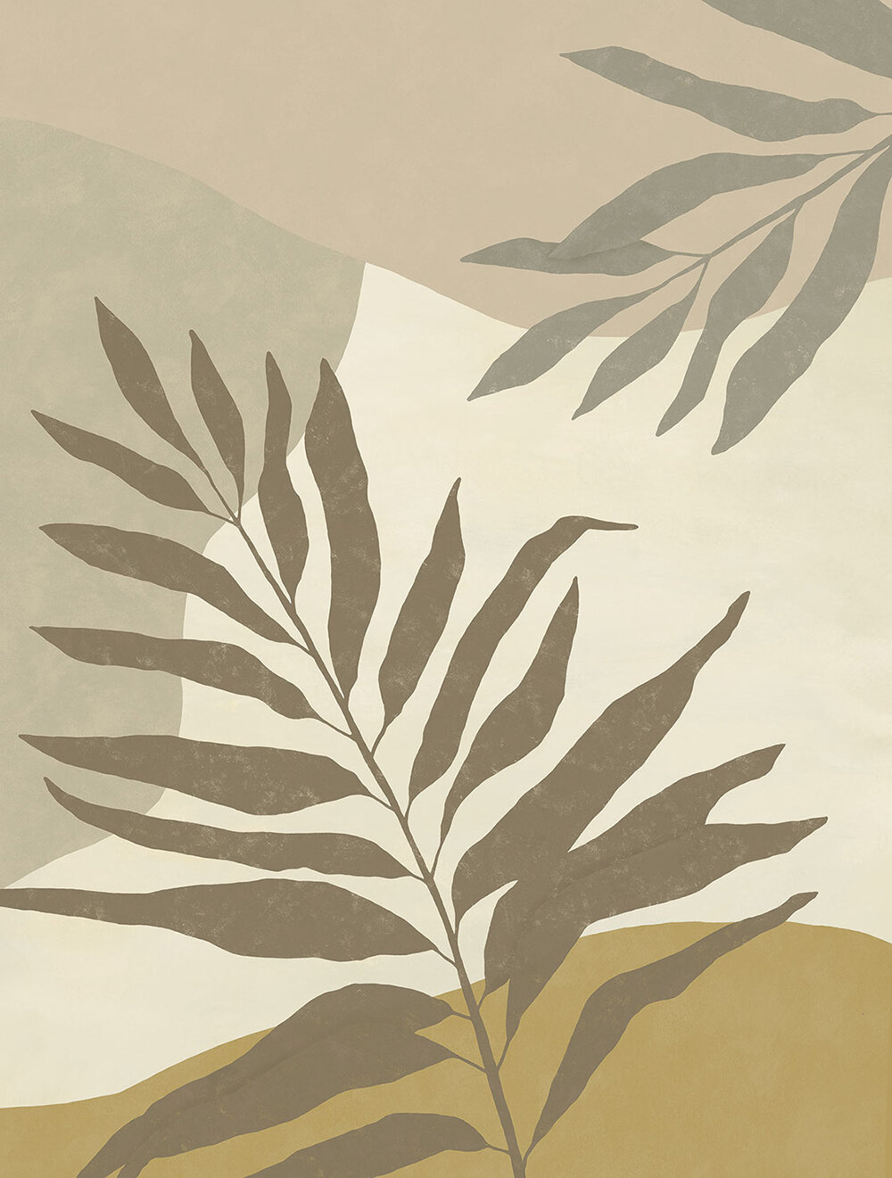Silhouette Leaves Mural - Olive - by Eijffinger