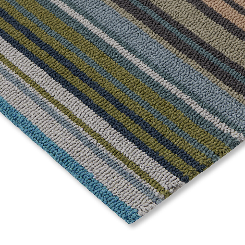 Spectro Stripes Outdoor Rug - Emerald/Marine/Rust - by Harlequin