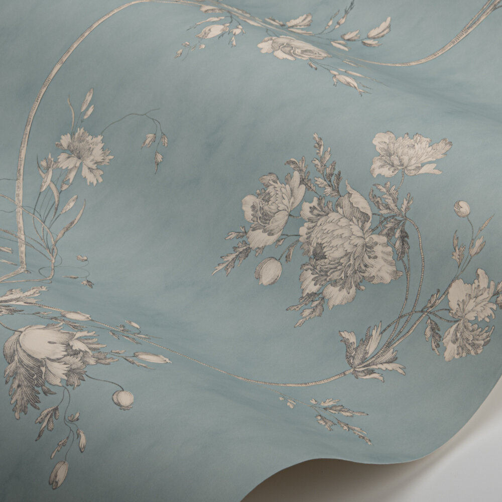 Darcy Wallpaper - Sea Blue - by Colefax and Fowler