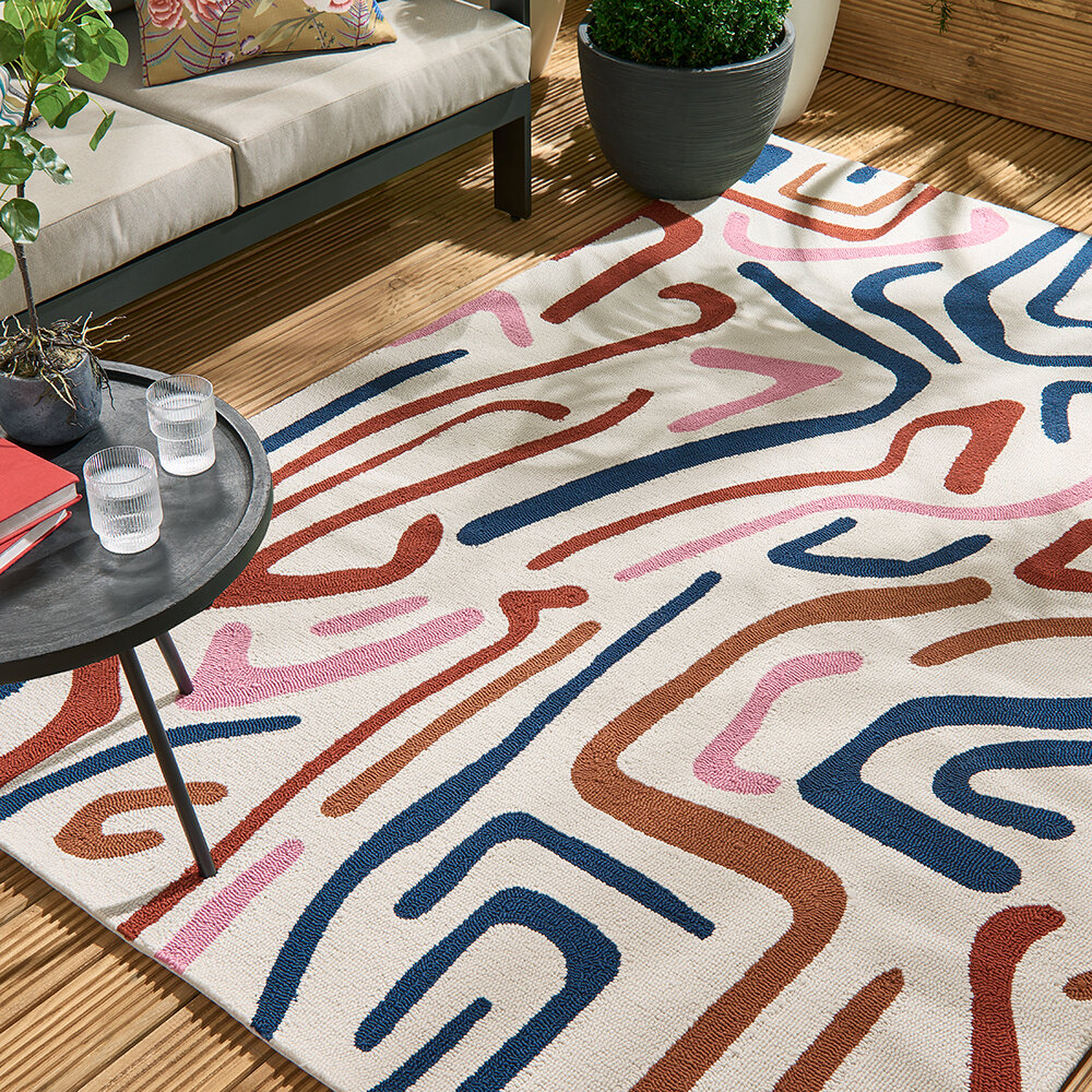 Synchronic Outdoor Rug - Orchid/Brazilian Rosewood/Origami - by Harlequin