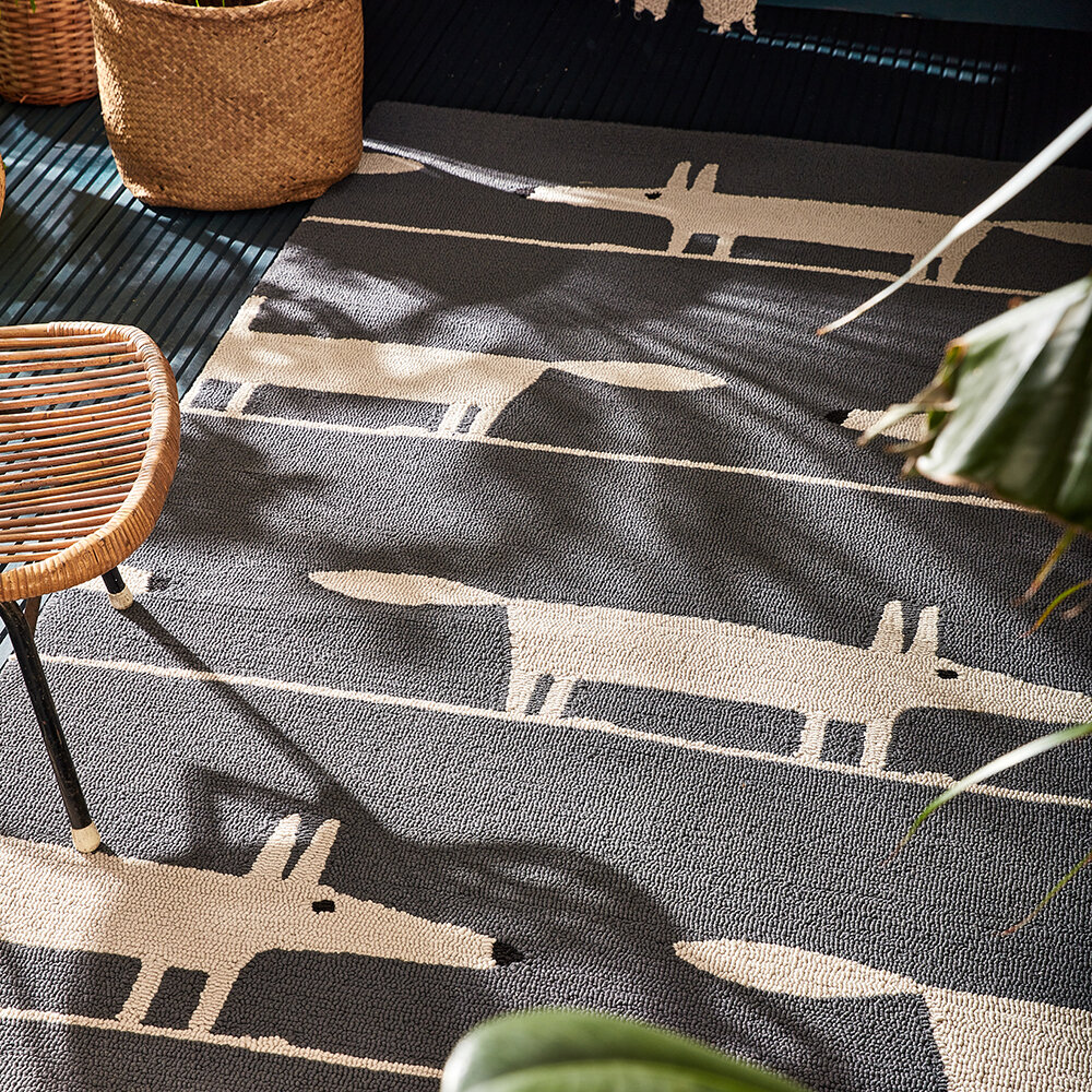 Mr Fox Outdoor Rug - Charcoal - by Scion