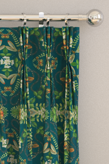 Emerald Forest Velvet Curtains - Teal - by Wedgwood by Clarke & Clarke. Click for more details and a description.
