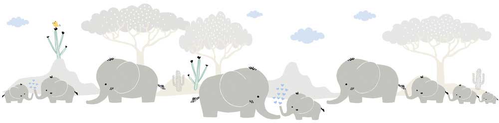 Nursery Elephants Border - Grey - by Albany