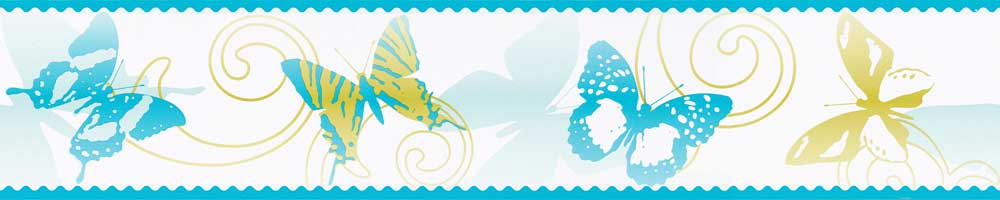 Vibrant Butterfly Border - Blue - by Albany