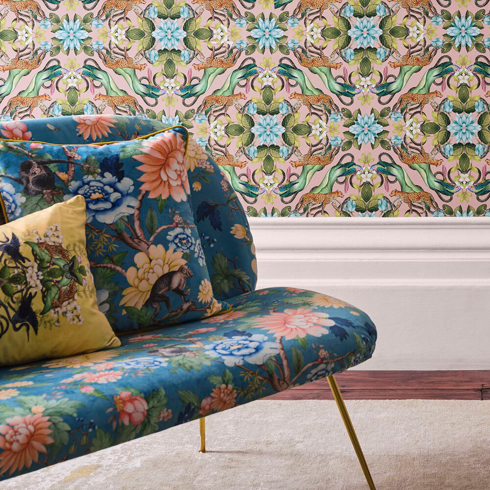 Sapphire Garden Velvet Fabric - by Wedgwood by Clarke & Clarke