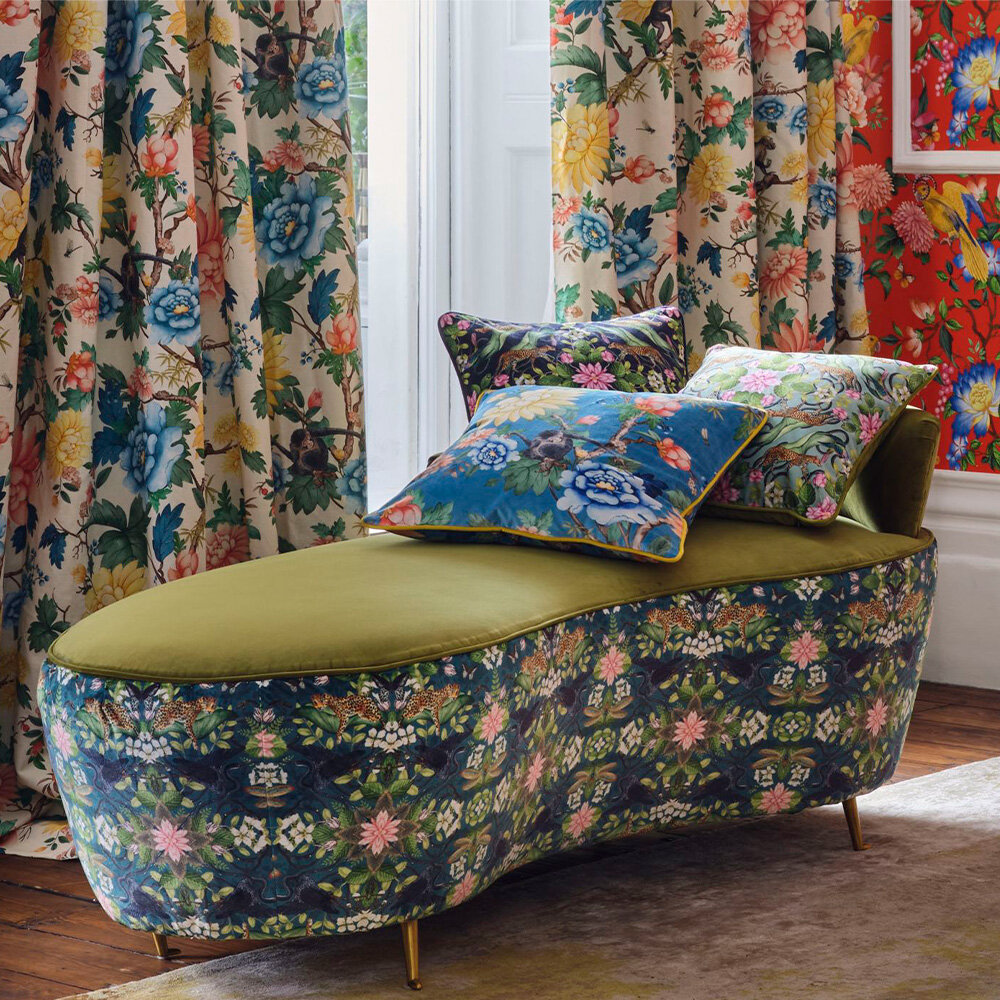 Sapphire Garden Velvet Fabric - by Wedgwood by Clarke & Clarke