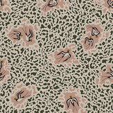 Bea's Swallows Wallpaper - Chaingate Green and Ham Pink - by Josephine Munsey. Click for more details and a description.