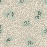 Bea's Swallows Wallpaper - Cliffwell Stone and Radmoor Blue - by Josephine Munsey. Click for more details and a description.