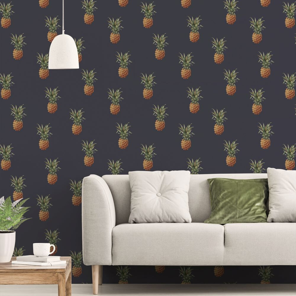 Pineapple Wallpaper - Navy - by Galerie