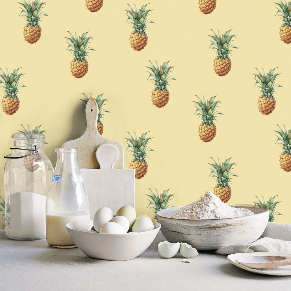 Pineapple Wallpaper - Yellow - by Galerie