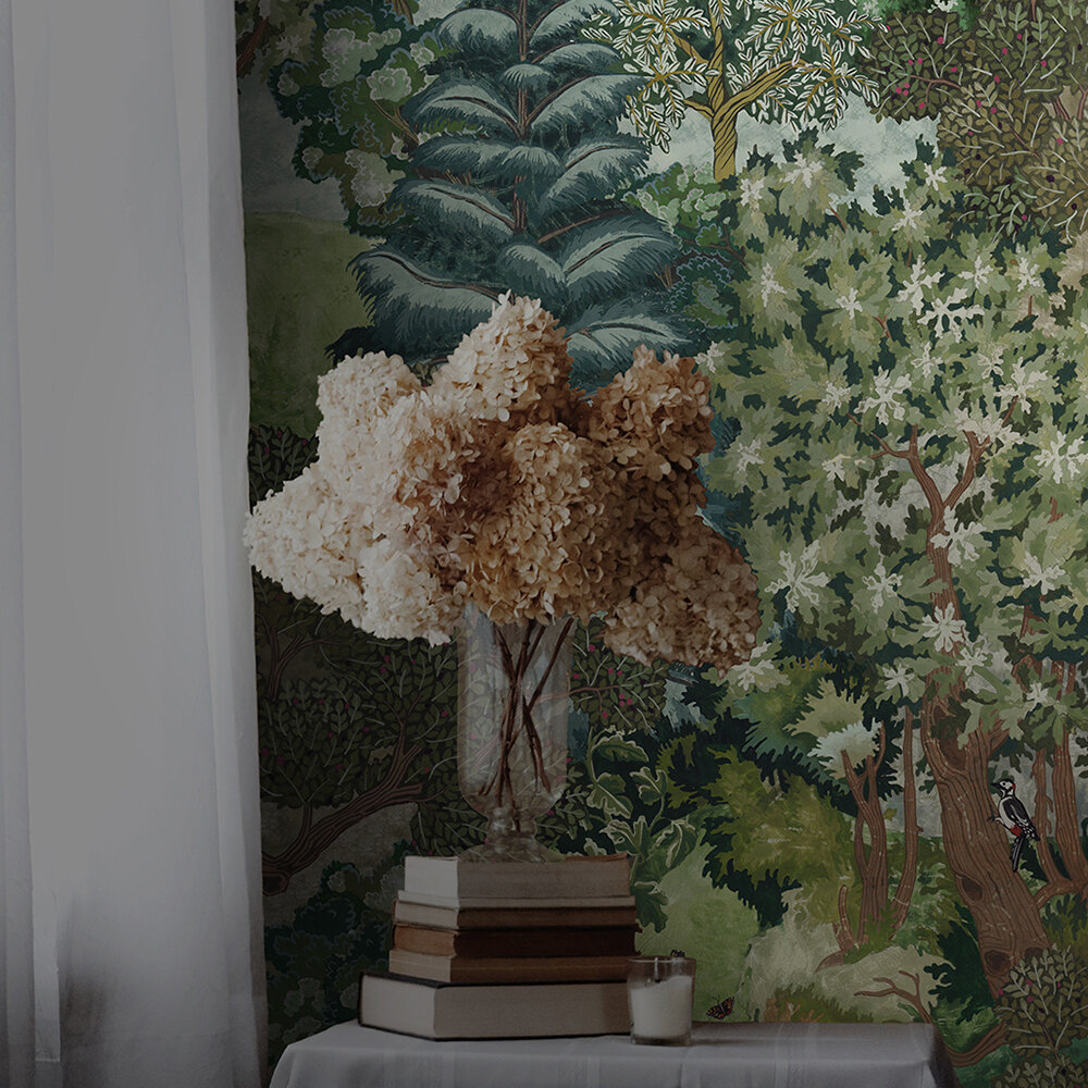 Miserdon Trees Wallpaper - Green - by Josephine Munsey