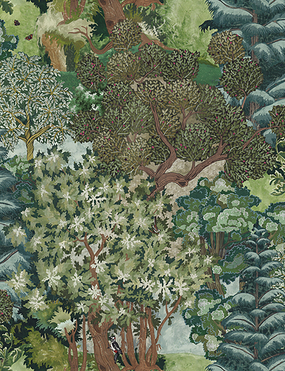 Miserdon Trees Wallpaper - Green - by Josephine Munsey