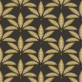Fan Leaf Wallpaper - Black - by Galerie. Click for more details and a description.