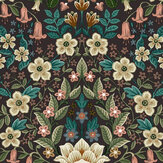Wildflower Damask Wallpaper - Black - by Galerie. Click for more details and a description.