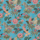 Safari Floral Wallpaper - Aqua - by Galerie. Click for more details and a description.