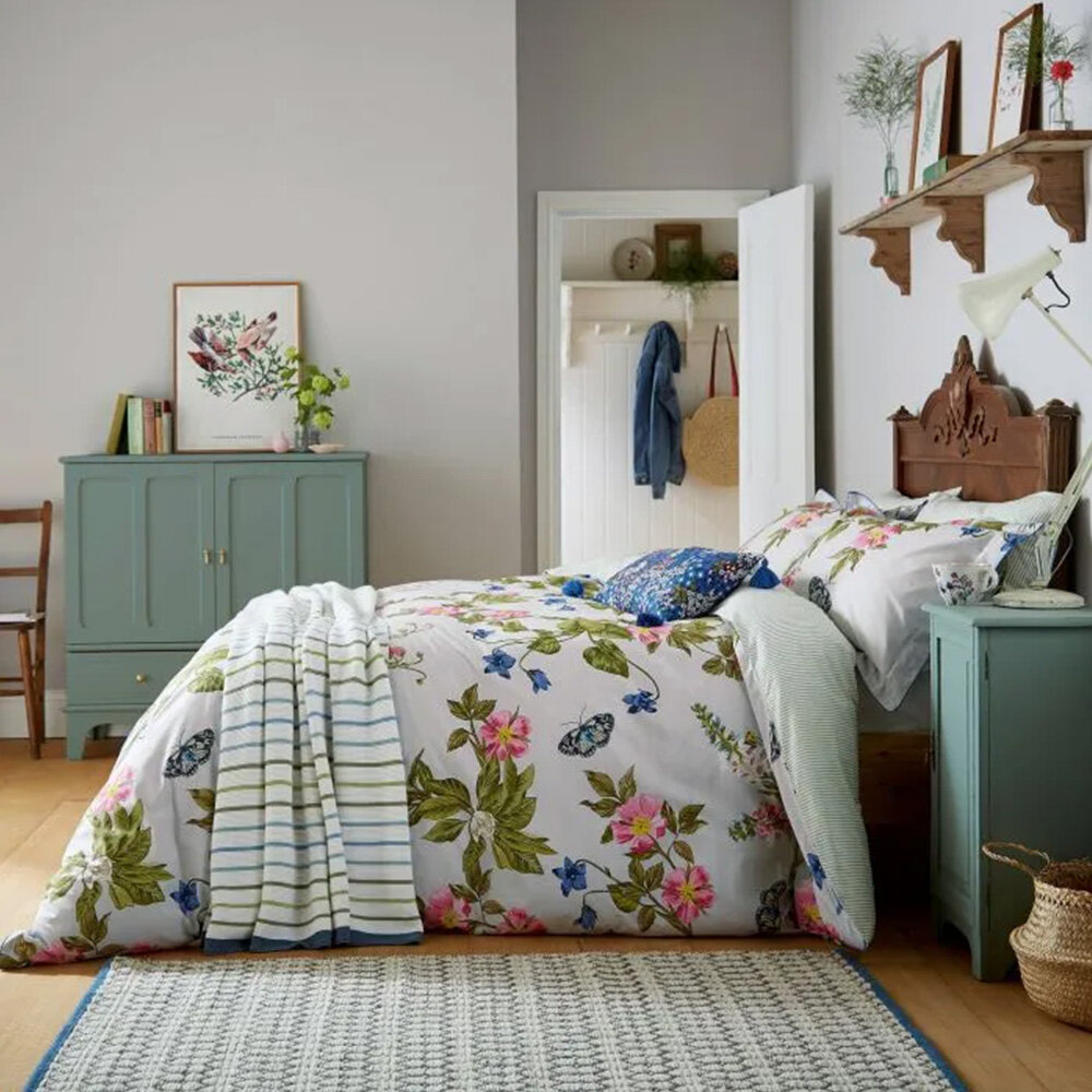 Springtime Floral Standard Pillowcase Pair - Grey - by Joules