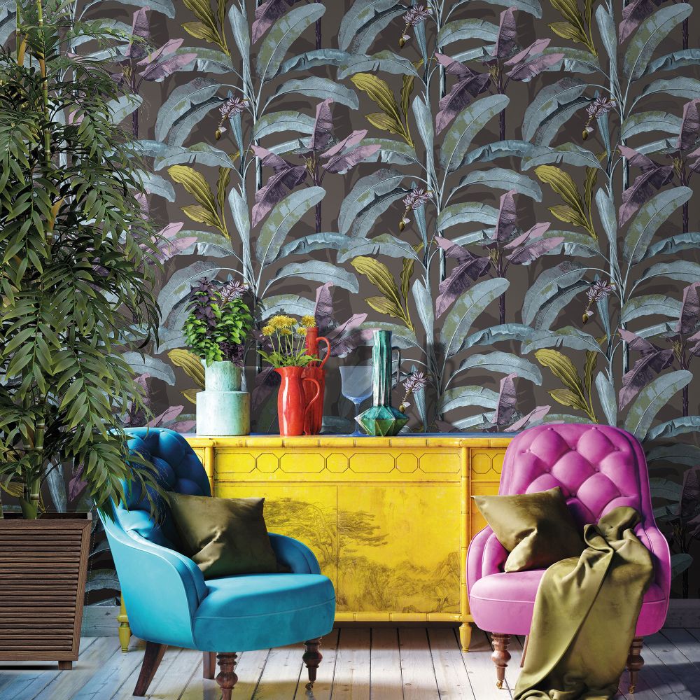 Banana Palm Wallpaper - Aqua - by Galerie