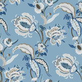 Abstract Floral Wallpaper - Blue - by Galerie. Click for more details and a description.