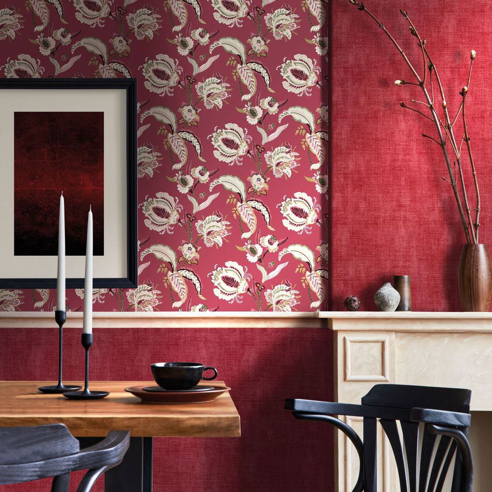 Abstract Floral Wallpaper - Red - by Galerie