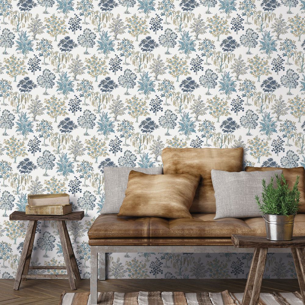 Treescape Wallpaper - Blue - by Galerie