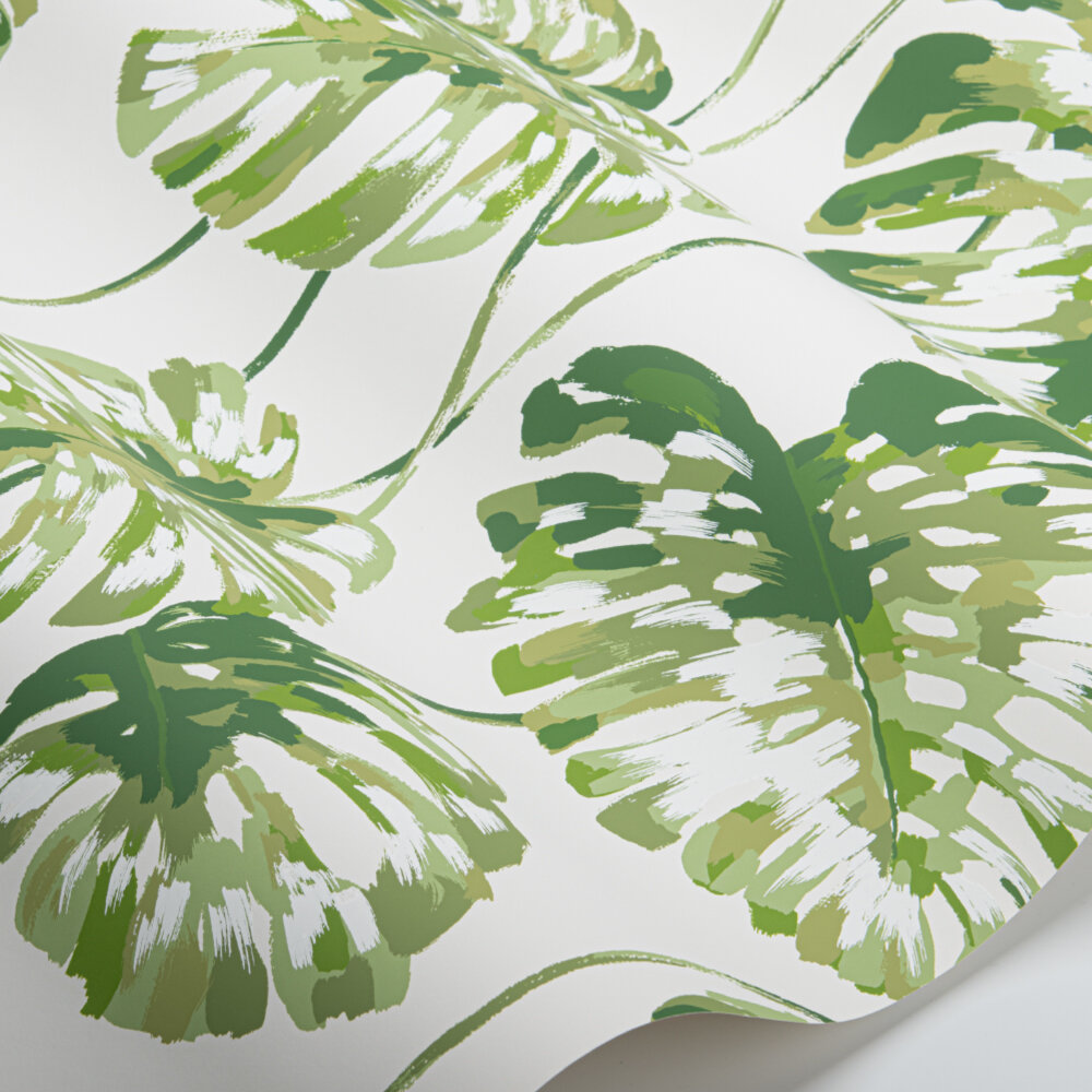 Kelapa  Wallpaper - Chalk/Palm/Emerald - by Harlequin