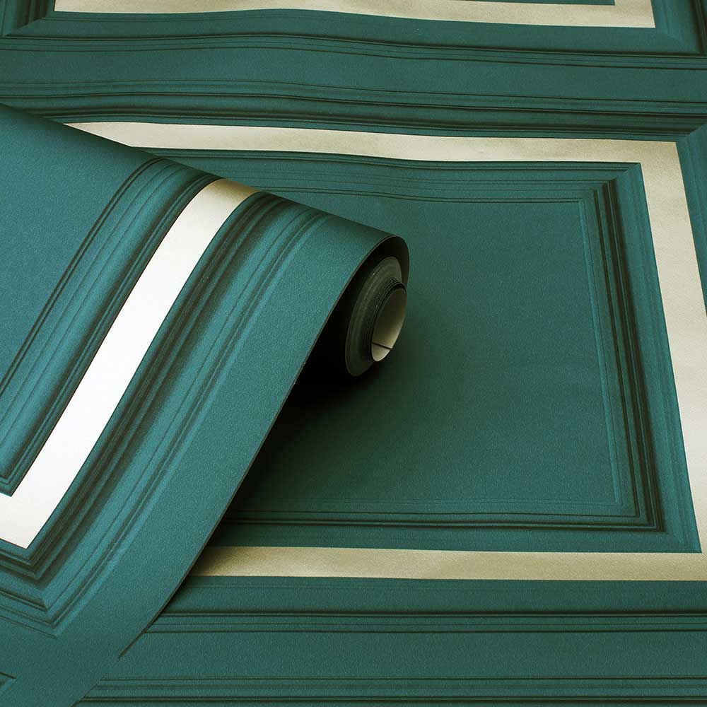 Stately Panel Wallpaper - Emerald Green - by Arthouse