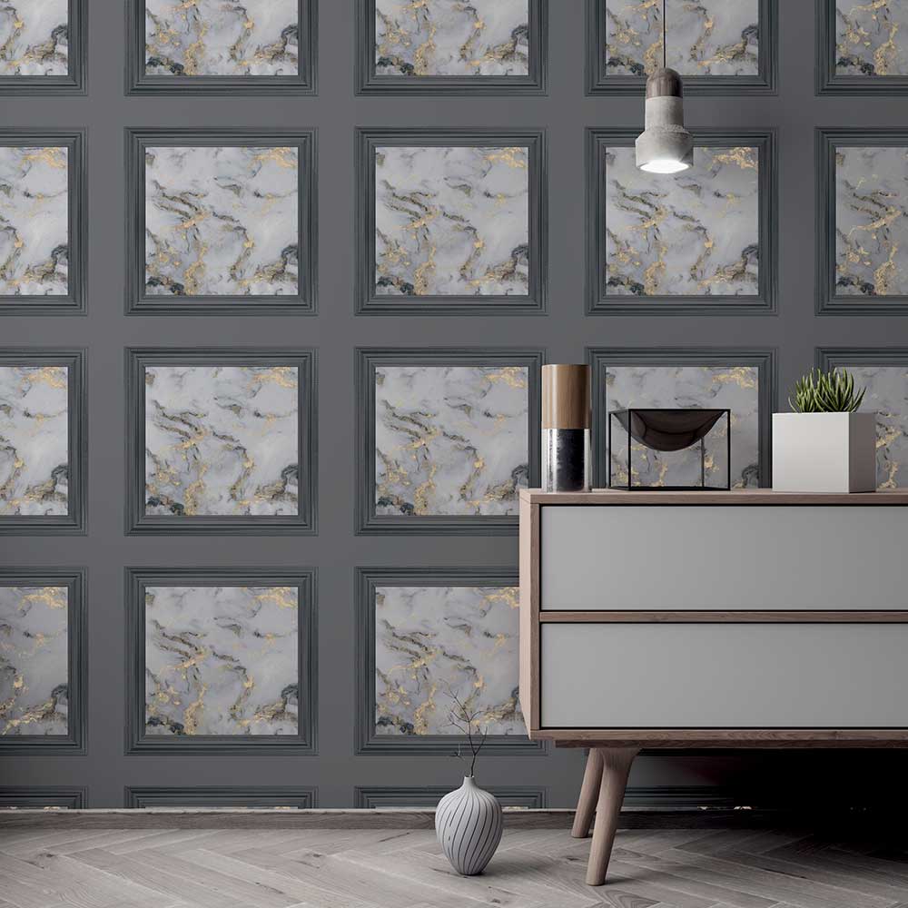 Bahia Panel Wallpaper - Charcoal - by Arthouse