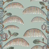 Palm Stripe Wallpaper - Radmoor Blue - by Josephine Munsey. Click for more details and a description.