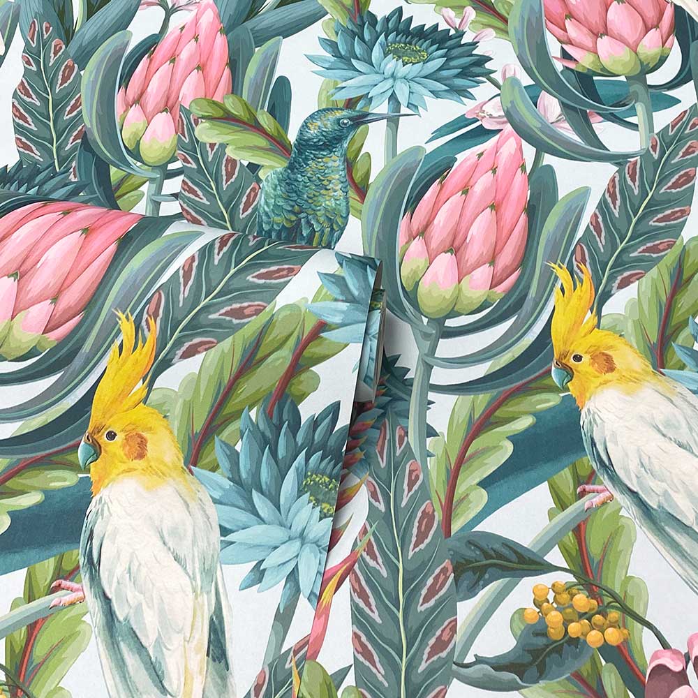 Rainforest Escape Wallpaper - Green / Pink - by Arthouse