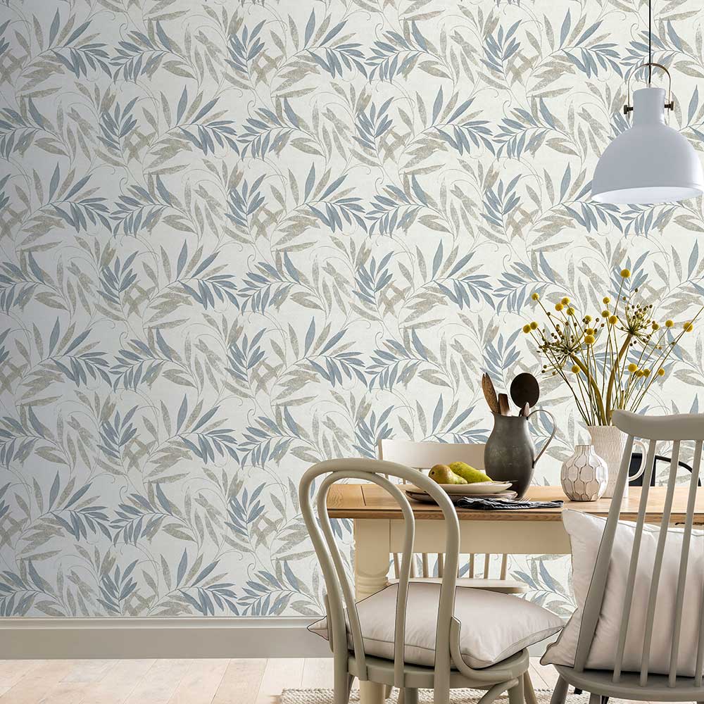 Luxury Leaf Wallpaper - Natural / Grey - by Arthouse