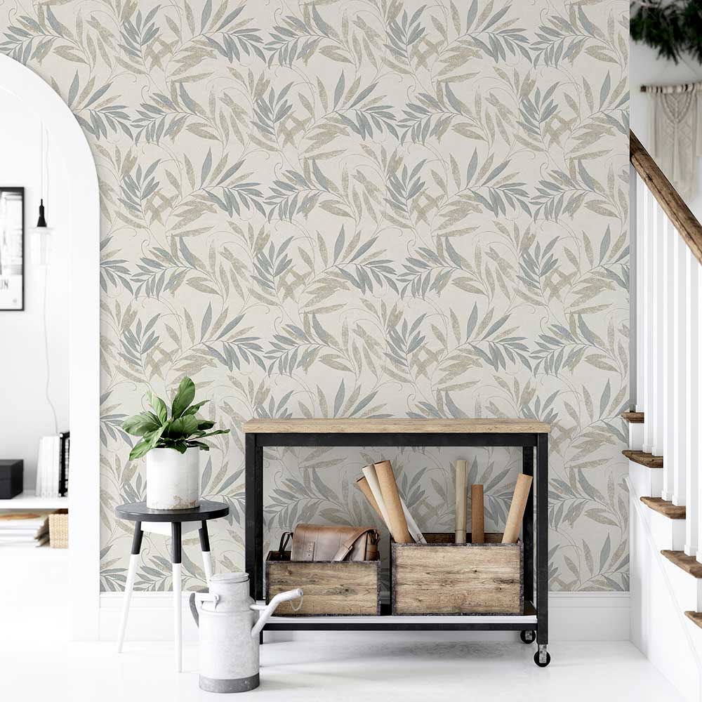 Luxury Leaf Wallpaper - Natural / Grey - by Arthouse