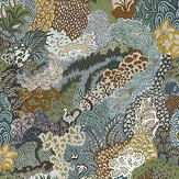 Whimsical Clumps Wallpaper - Olive, Brown and Blue - by Josephine Munsey. Click for more details and a description.