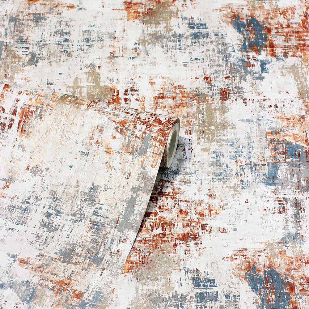 Abstract Texture Wallpaper - Copper / Navy - by Arthouse