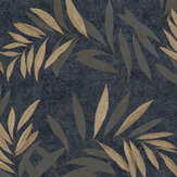 Luxury Leaf Wallpaper - Navy / Champagne - by Arthouse. Click for more details and a description.