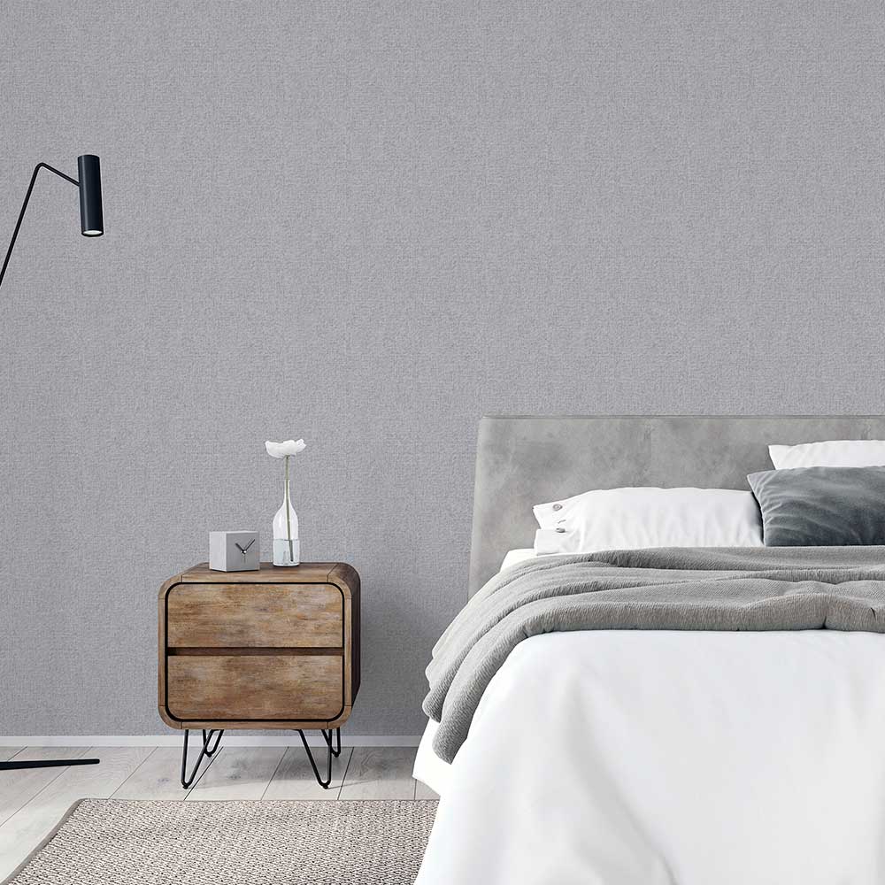 Luxury Leaf Plain Wallpaper - Grey - by Arthouse
