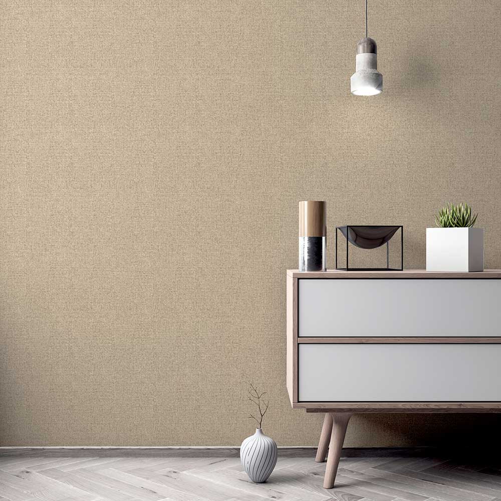 Luxury Leaf Plain Wallpaper - Champagne - by Arthouse