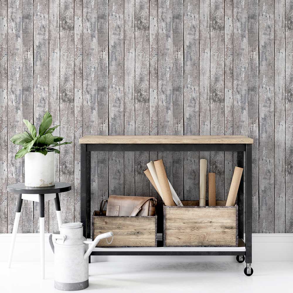 Odell Wood Wallpaper - Natural - by Arthouse