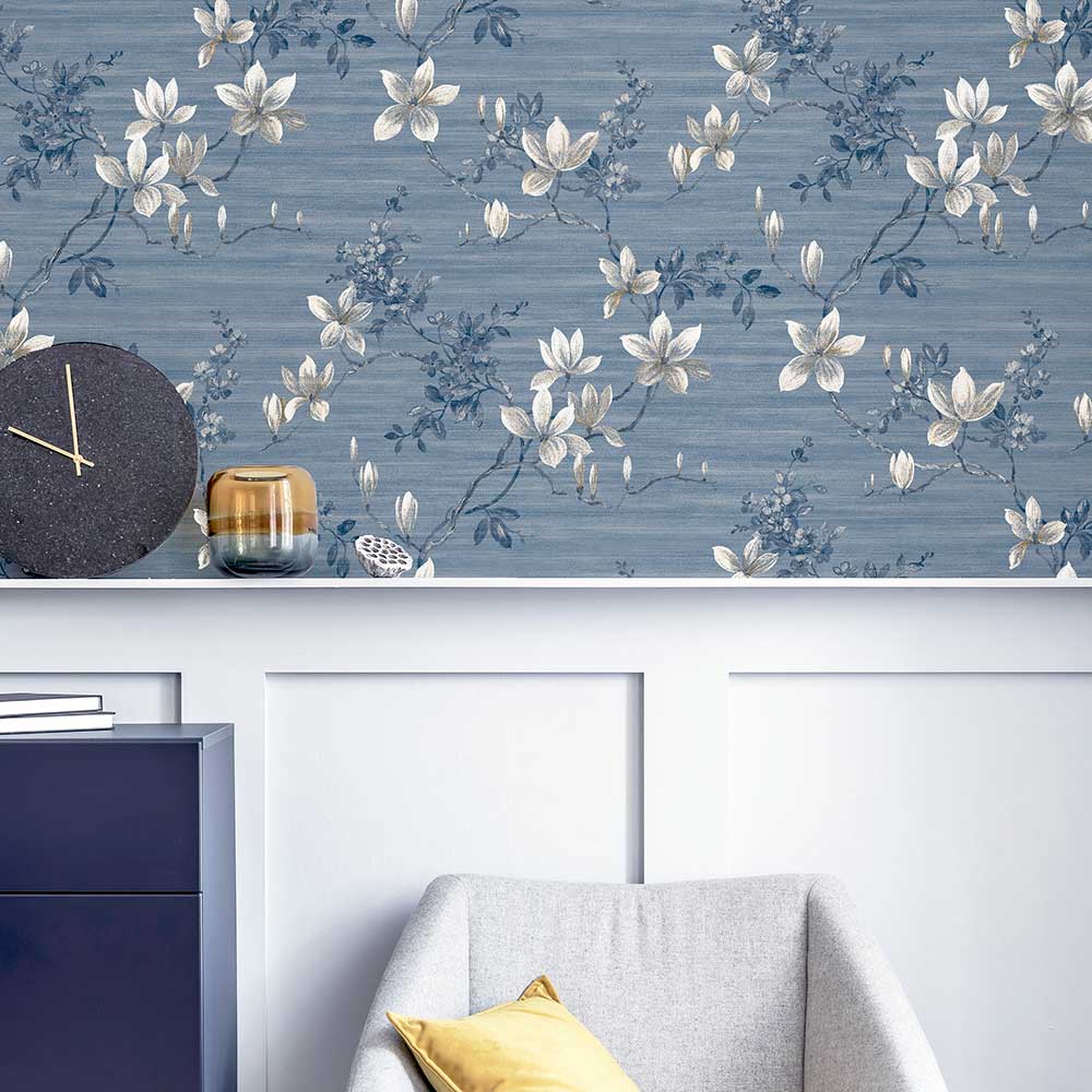 Jardin Floral Wallpaper - Blue - by Arthouse