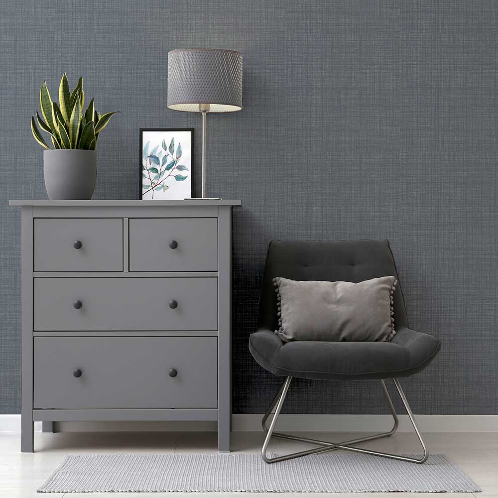 Weave Texture Wallpaper - Dark Grey - by Arthouse