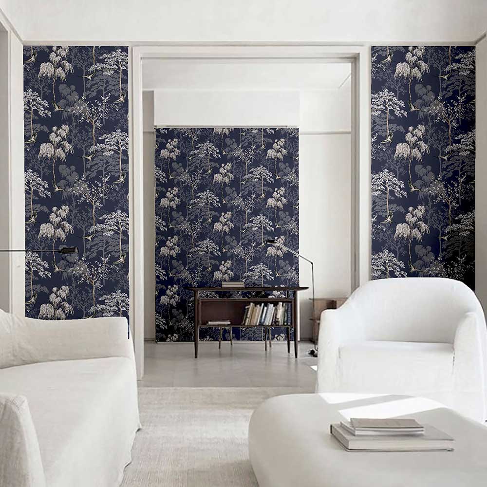 Japanese Garden Wallpaper - Blue - by Arthouse