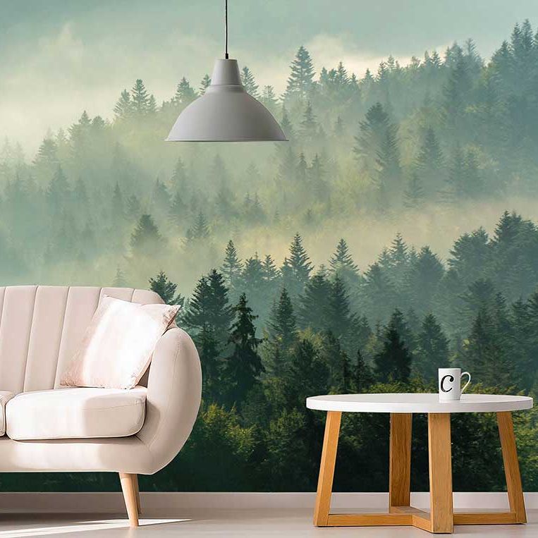 Woodland Haze Mural - Green - by Arthouse