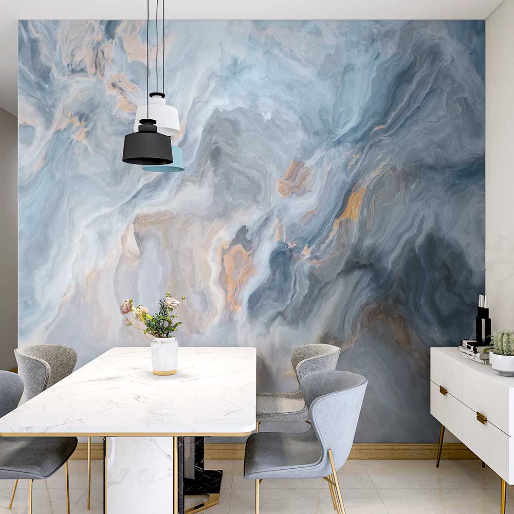 Elements Mural - Grey / Gold - by Arthouse
