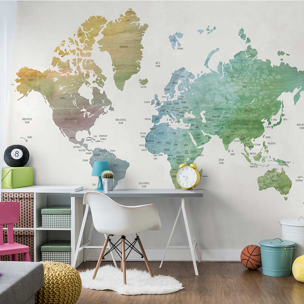 World Tour Mural - Multi coloured - by Arthouse