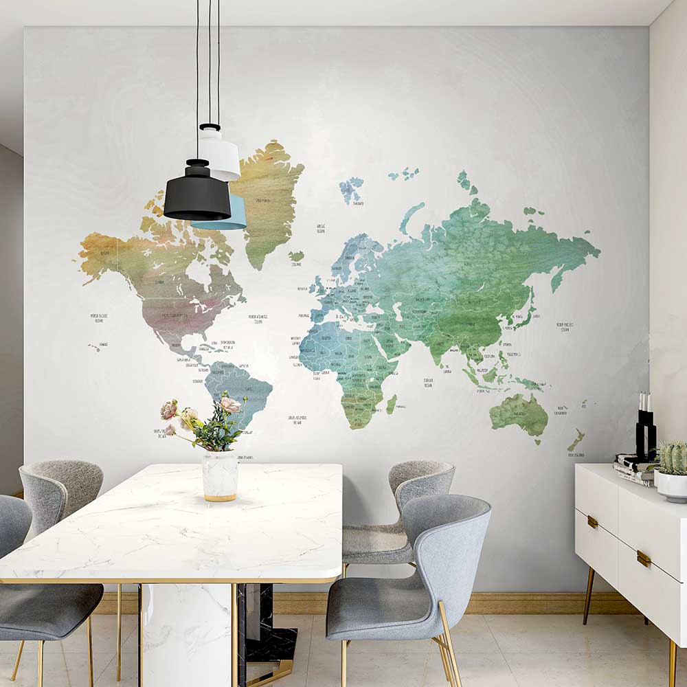 World Tour Mural - Multi coloured - by Arthouse