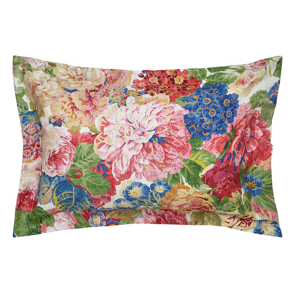 Rose & Peony Oxford Pillowcase - Multi - by Sanderson