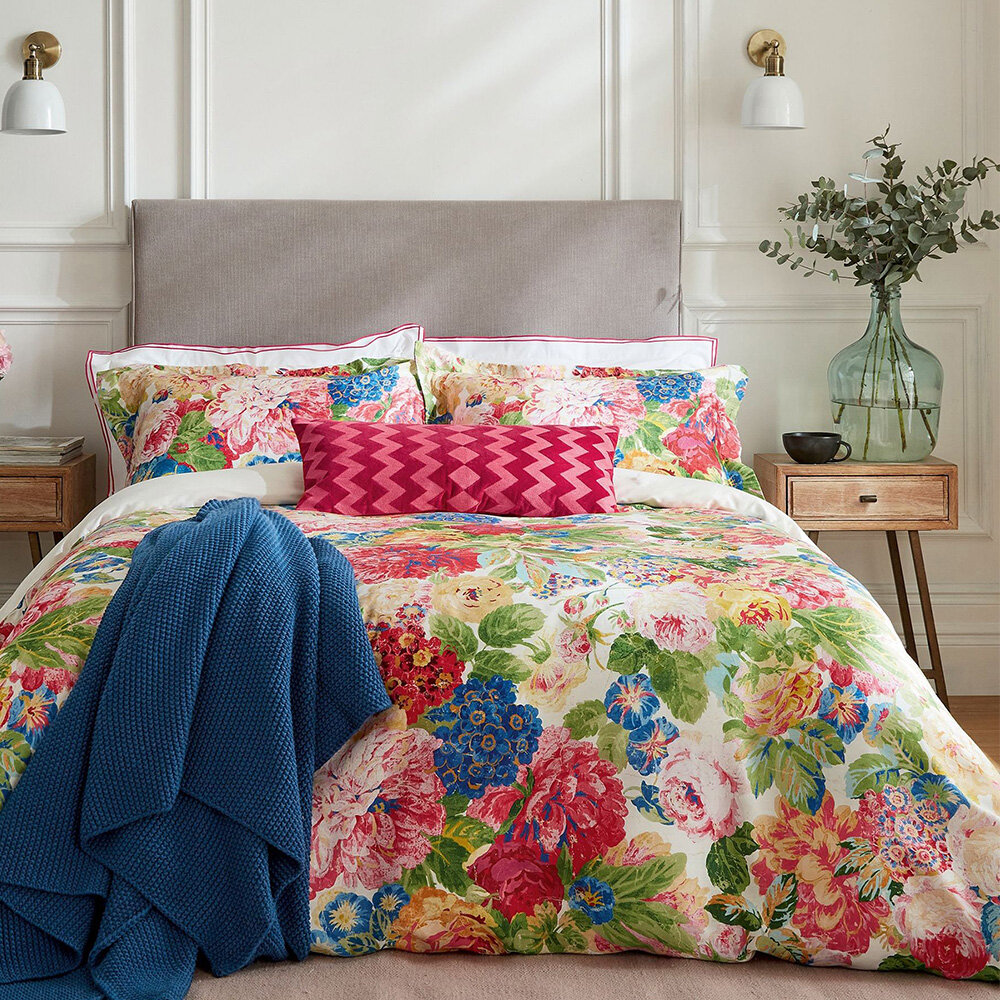 Very Rose & Peony Embroidered Oxford Pillowcase - Multi - by Sanderson