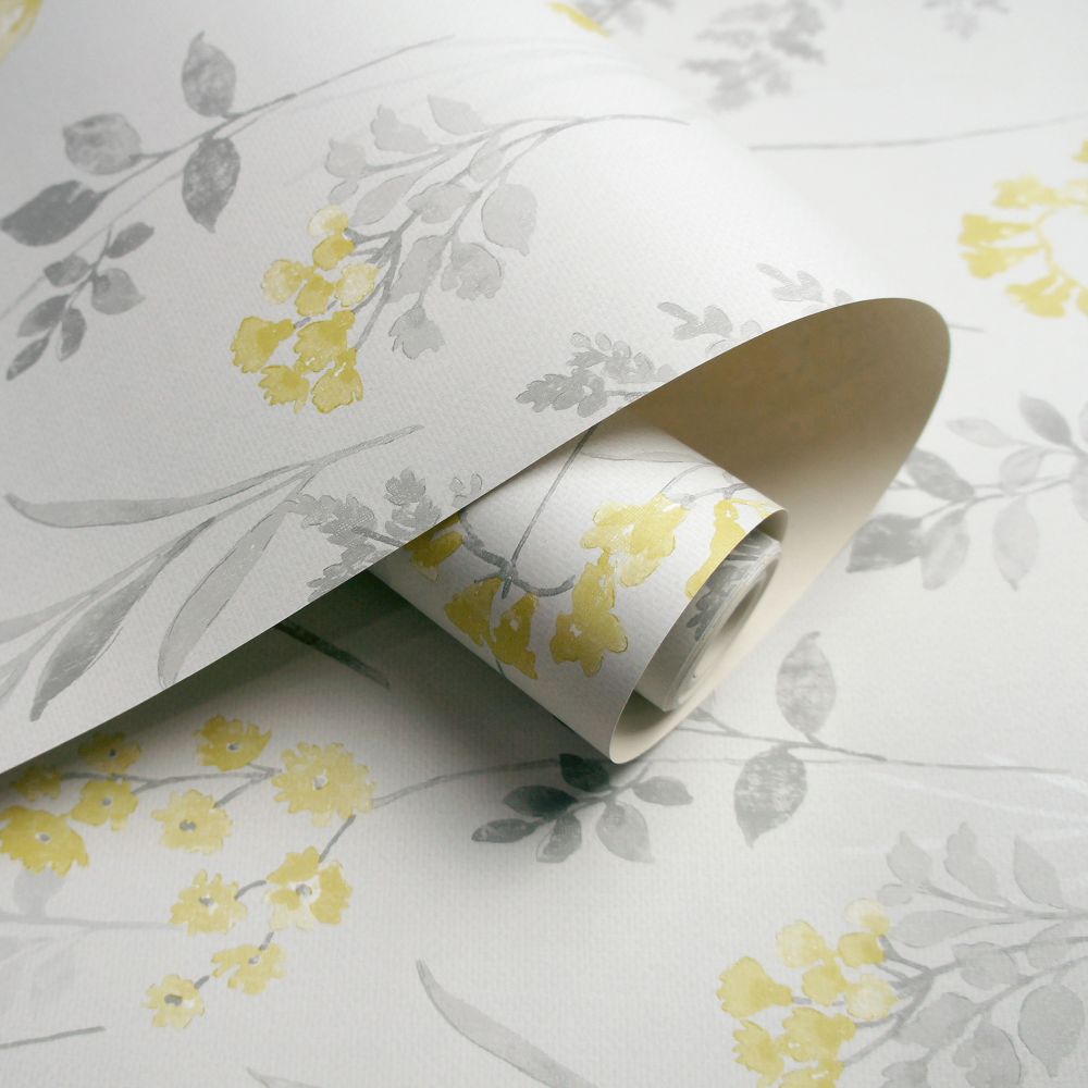Pashley Wallpaper - Grey / Yellow - by Albany